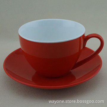 220cc Tea Cup and Saucer Set, Red Color Glazed, Ideal for Gifts and Promotional Purpose
